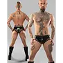Regnes Fetish Planet vinyl mesh string REOscar001 zwart met transparant mesh en tweewegrits