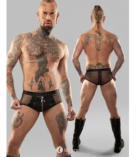 Vinyl mesh short zwart, REBenicio001