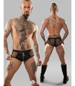 Vinyl mesh short zwart, REBenicio001