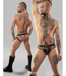 Vinyl jockstrap zwart, REAngel001