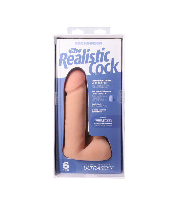 Doc Johnson Realistic Cock met Ballen - Verwijderbare Vac-U-Lock Zuignap - ULTRASKYN - 6 / 16,5 cm - Vanille