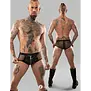 Vinyl mesh short REBenicio001 zwart met tweewegrits en transparante achterkant, maat S
