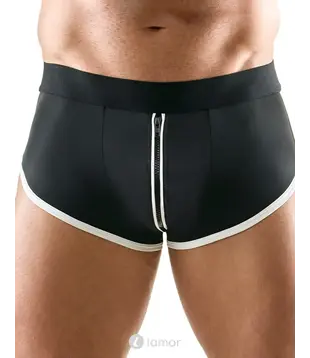 Jockstrap zwart met rits en witte strepen, SJ2100436