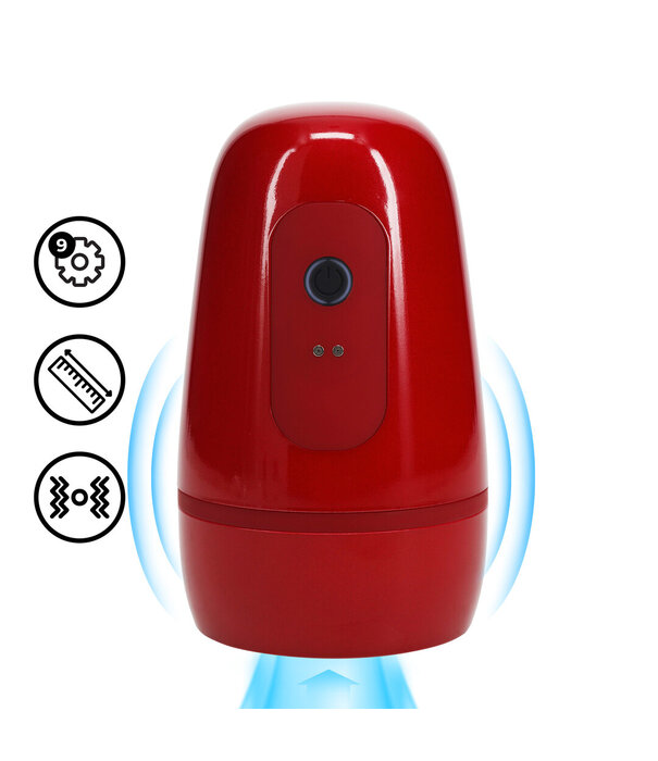 Pumped by Shots Pulsar - Negatieve Druk Zuig- en Trillingsmasturbator Pomp - Metallic Rood