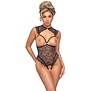 Abierta Fina kanten ouvert body zwart