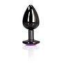 Heart Gem Butt Plug - Large - Gunmetal/Amethyst Paars