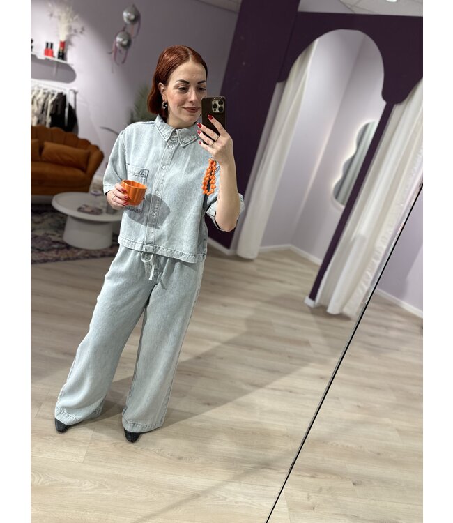 ZOLA - Pants denim joggers light blue