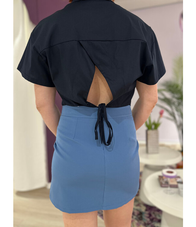 CASSIE - Cropped blouse night blue