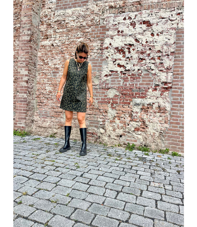 HARLOW - Dress denim leopard green