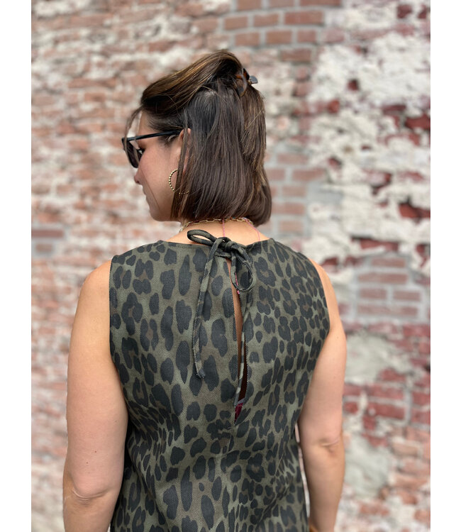 HARLOW - Dress denim leopard green