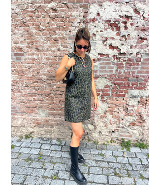 Daphnea HARLOW - Dress denim leopard green