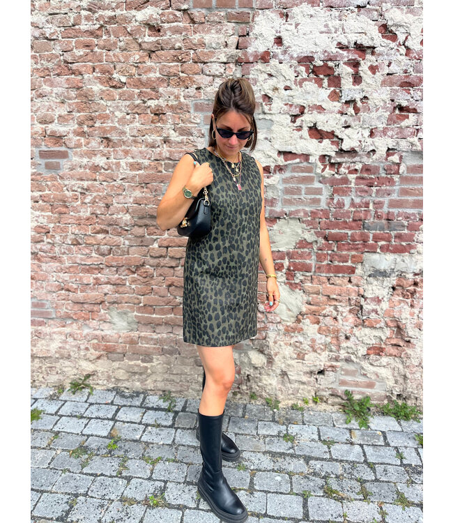 HARLOW - Dress denim leopard green
