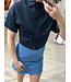 CASSIE - Cropped blouse night blue