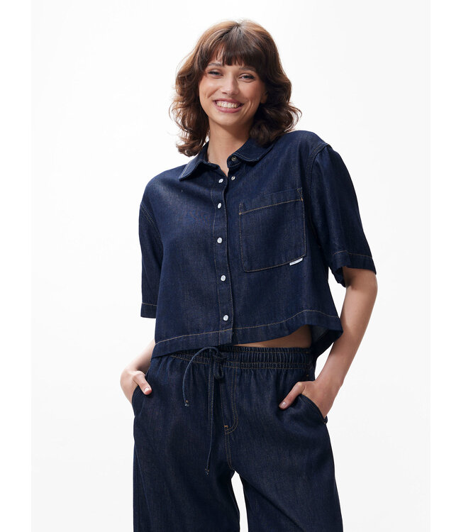 MAAN - Blouse denim dark blue