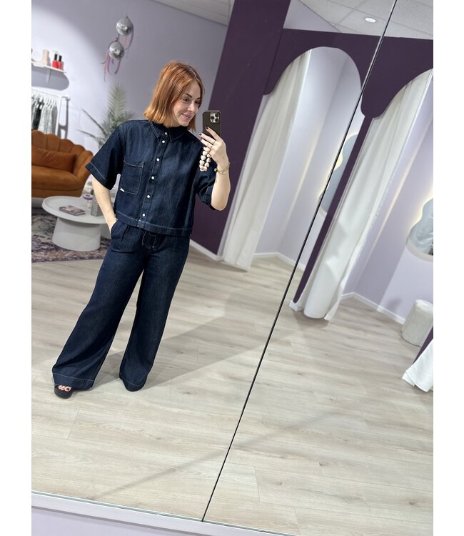 MAAN - Blouse denim dark blue