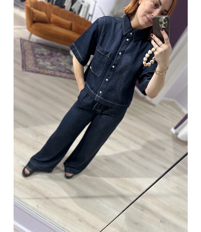 MAAN - Blouse denim dark blue