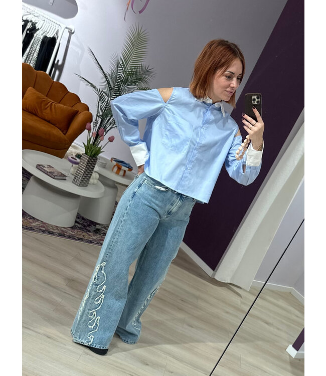 NOVA - Blouse open shoulder blue