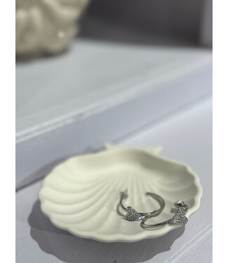 Earring big ring strass heart