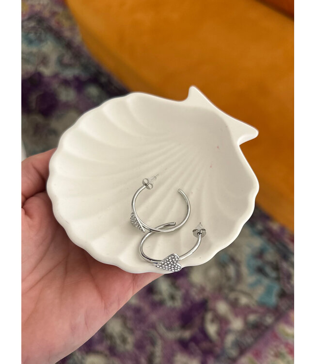 Earring big ring strass heart