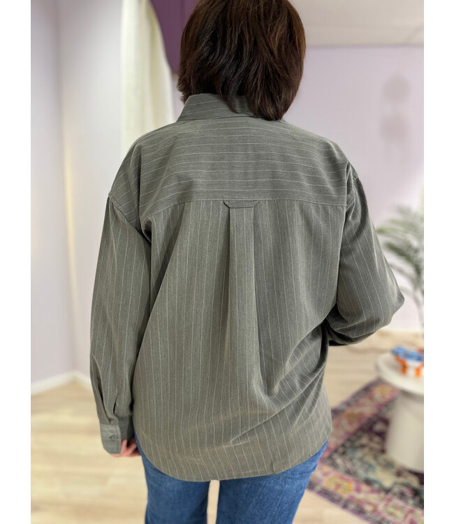 NOOR - Blouse pinstripe grey