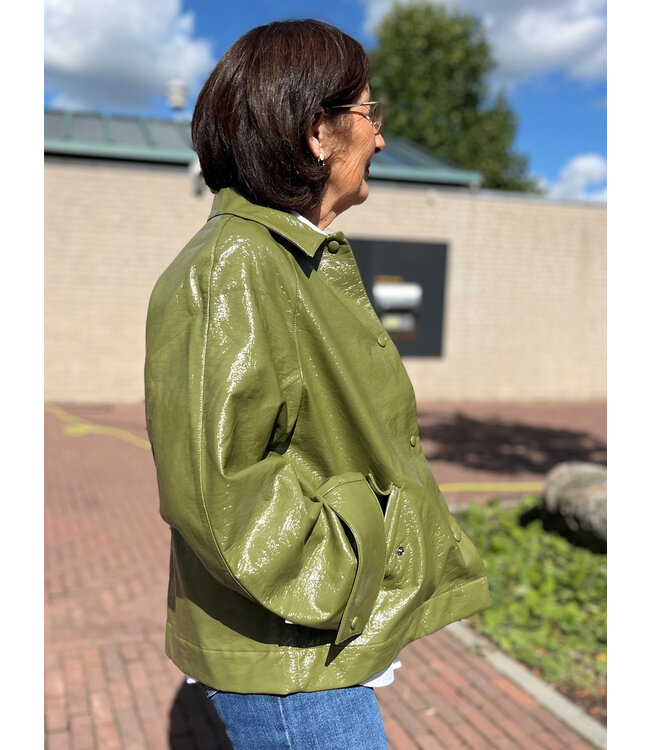 TORY - Vegan leather jacket olive green