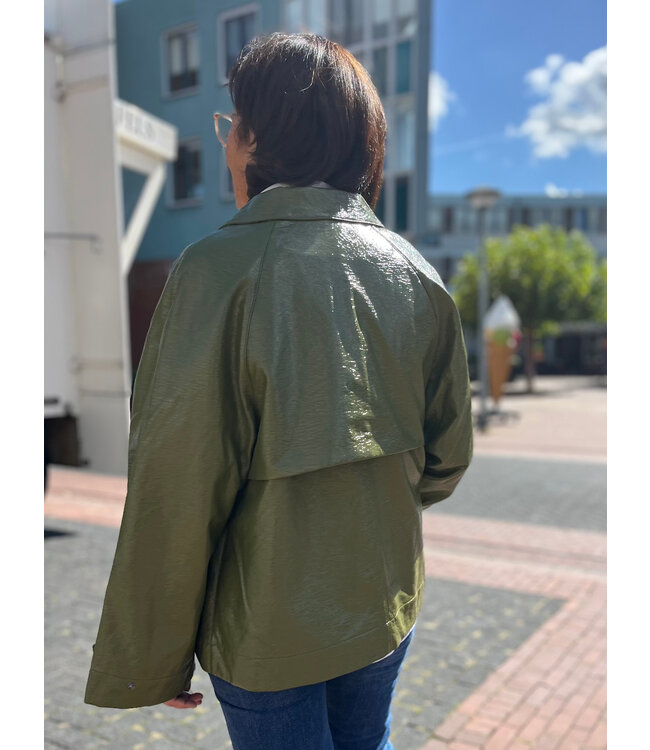 TORY - Vegan leather jacket olive green