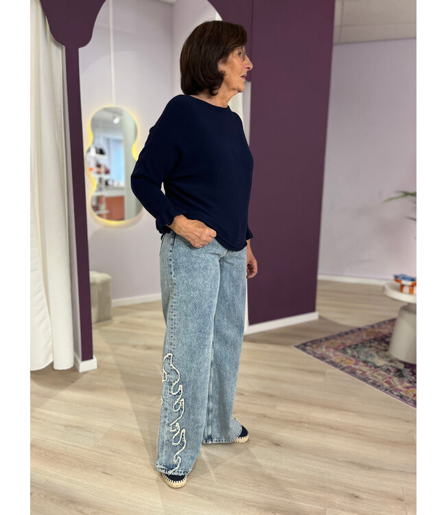 MADDY - Denim wide leg flame