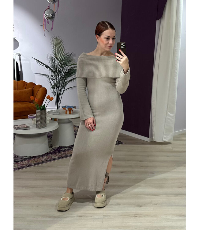 GABY - Dress knitted taupe