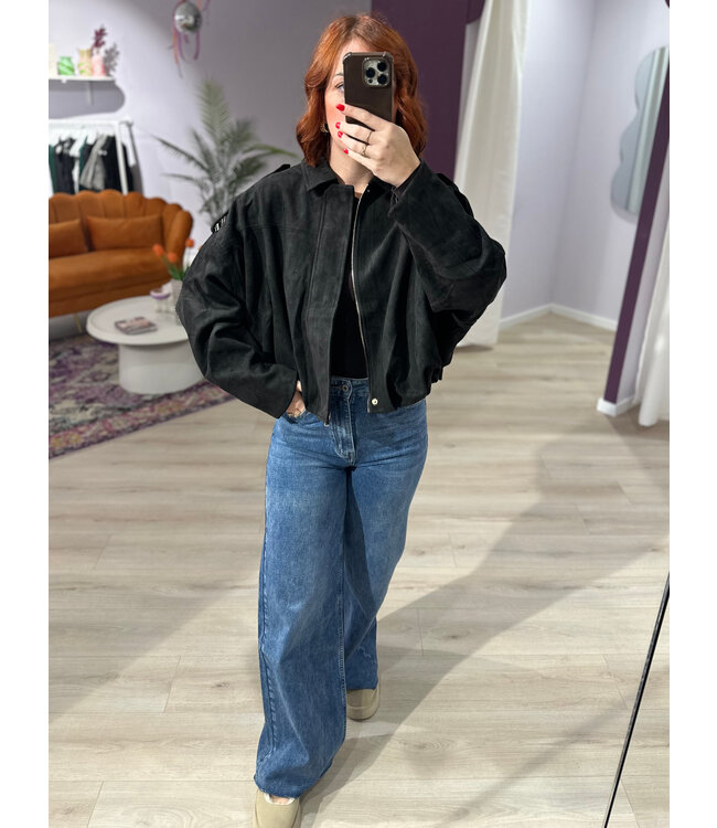 GINNY - Jacket suède black
