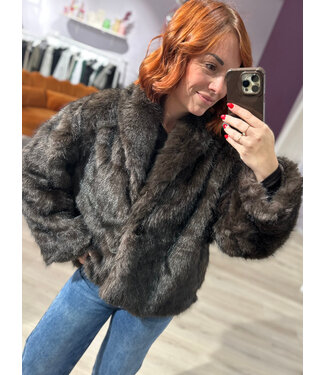 Azzurro TERRY - Jacket faux fur brown