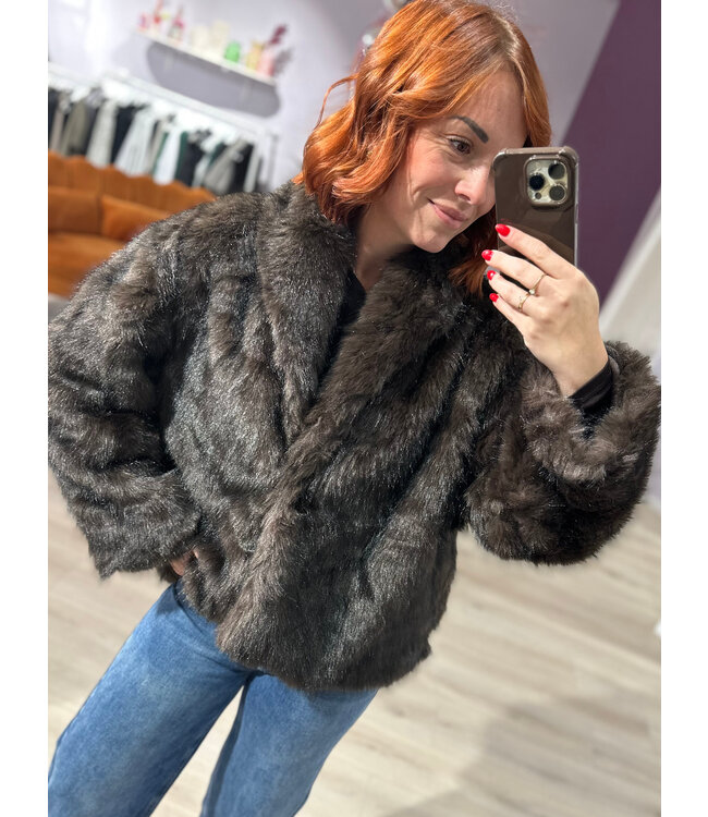 TERRY - Jacket faux fur brown