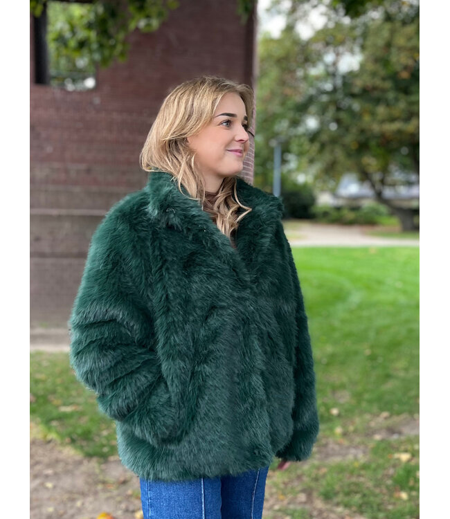 LIA - Jacket faux fur forest green