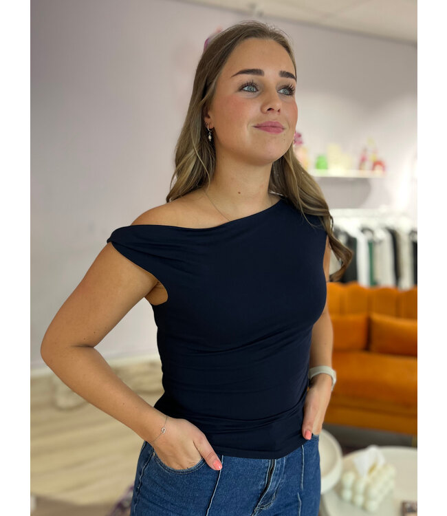 RACHEL - Off shoulder top navy blue