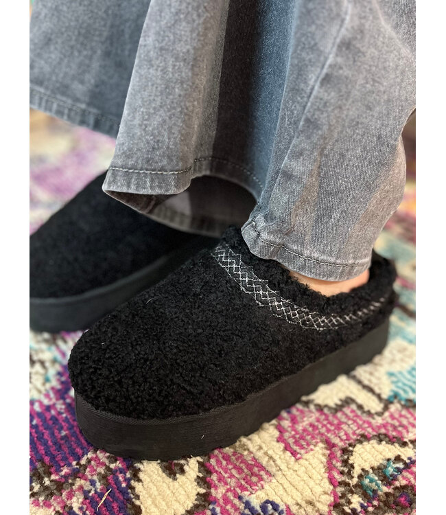 JAZZ - Slippers bouclé black