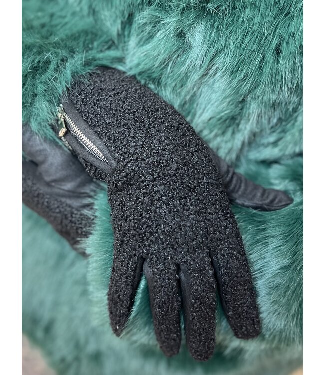 Gloves bouclé zipper