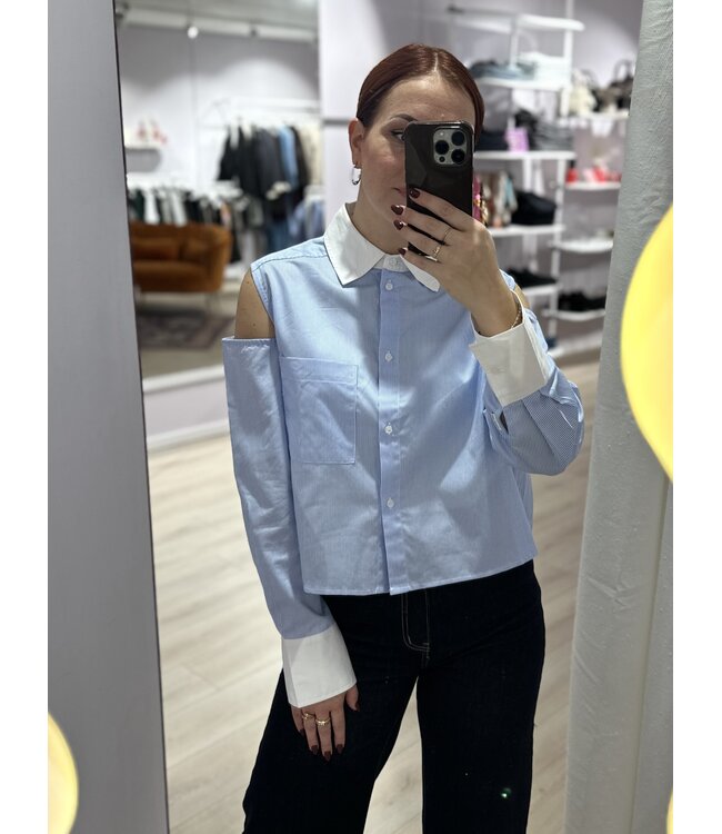 NOVA - Blouse open shoulder blue
