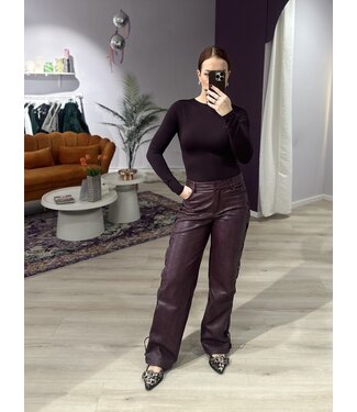 Harper & Yve SALLY - Pants faux leather wine red