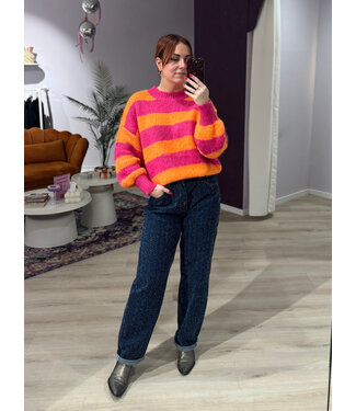 Azzurro LIZZY - Sweater striped fuchsia