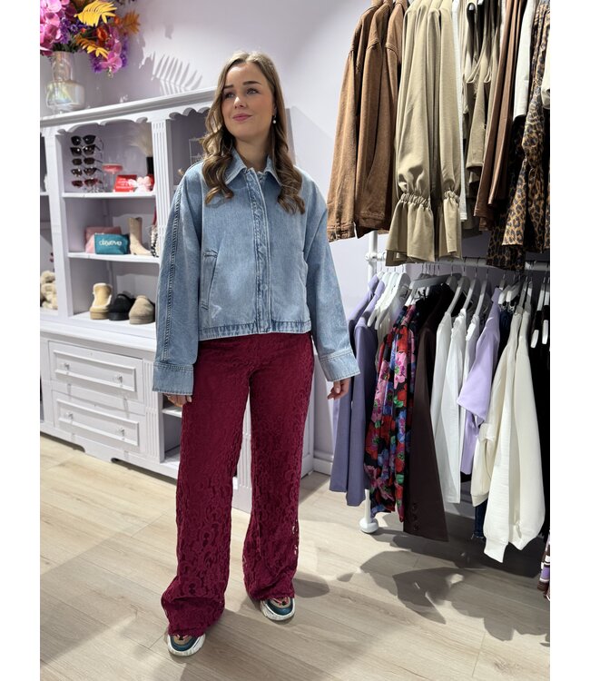 LOLA - Pants lace sangria