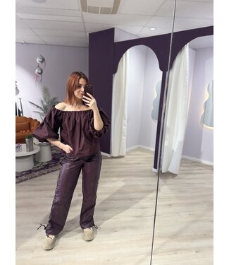 Harper & Yve SALLY - Pants faux leather wine red