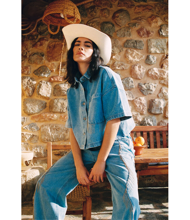 ADELINE - Blouse denim fringe