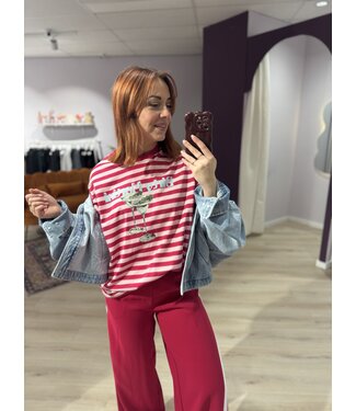 Refined Department LOUI - Shirt oversized fit striped pink