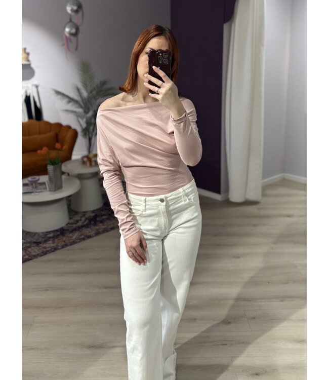 CHLOE - Off shoulder longsleeve pink