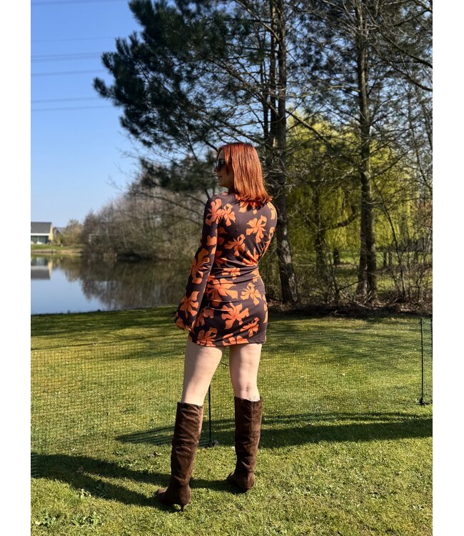 JOLIE - Dress flower orange