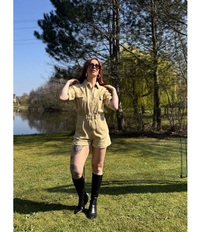 KATE - Playsuit denim camel