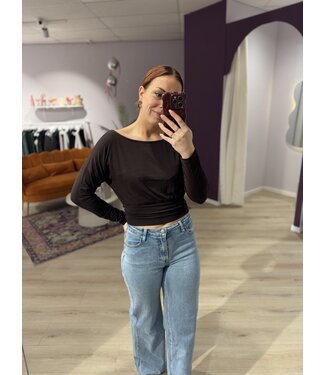 Eight Paris FIONA - Cropped longsleeve chocolate brown