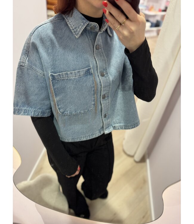 ADELINE - Blouse denim fringe