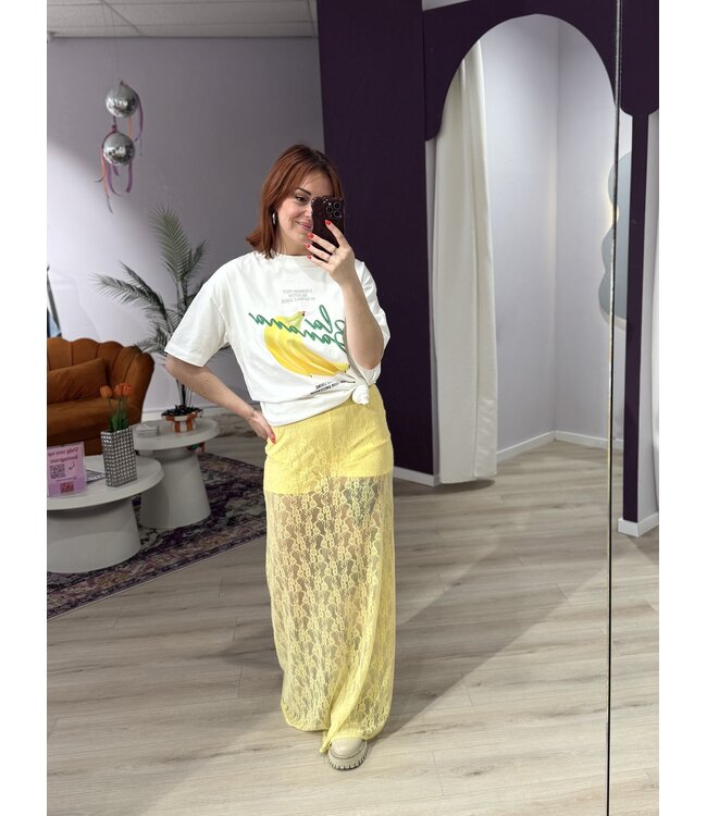 EMMA - Skirt lace butter yellow