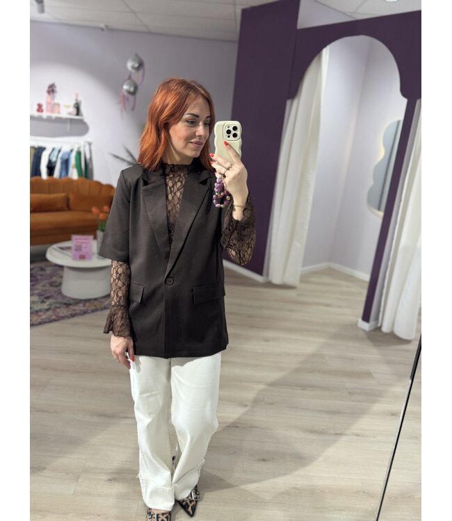 VIKSA - Blazer shortsleeve brown