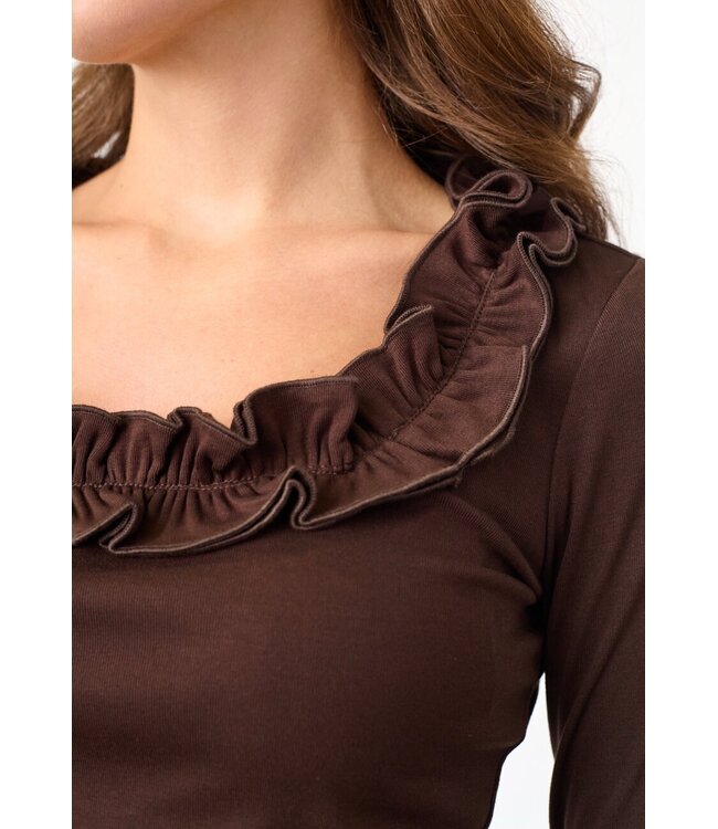 ELETA - Longsleeve chocolate brown